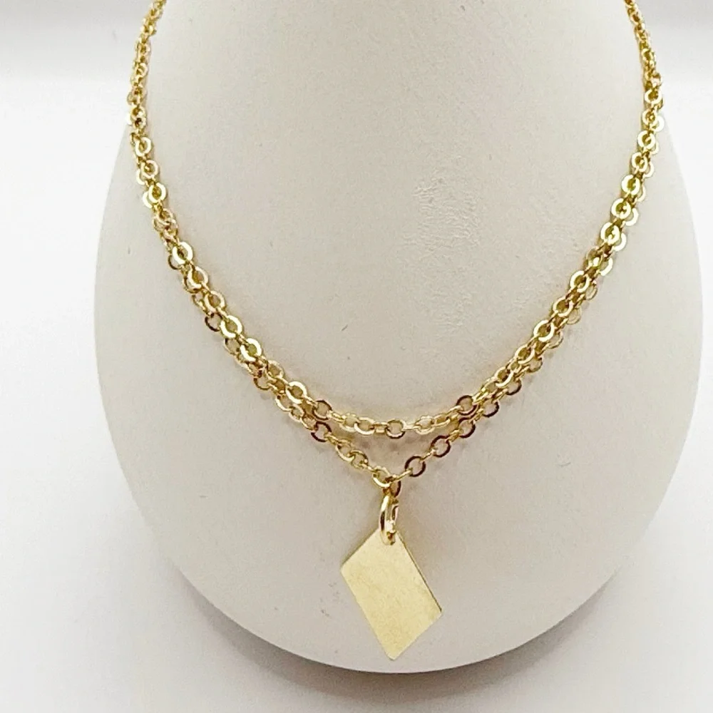 Gold Double Layer Bracelet Anklet | Minimal Diamond Charm Adjustable